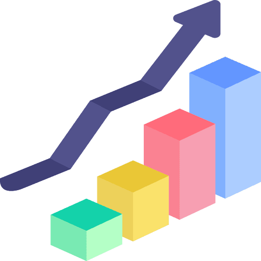 Colorful 3D bar chart with upward arrow representing AWS certification growth.