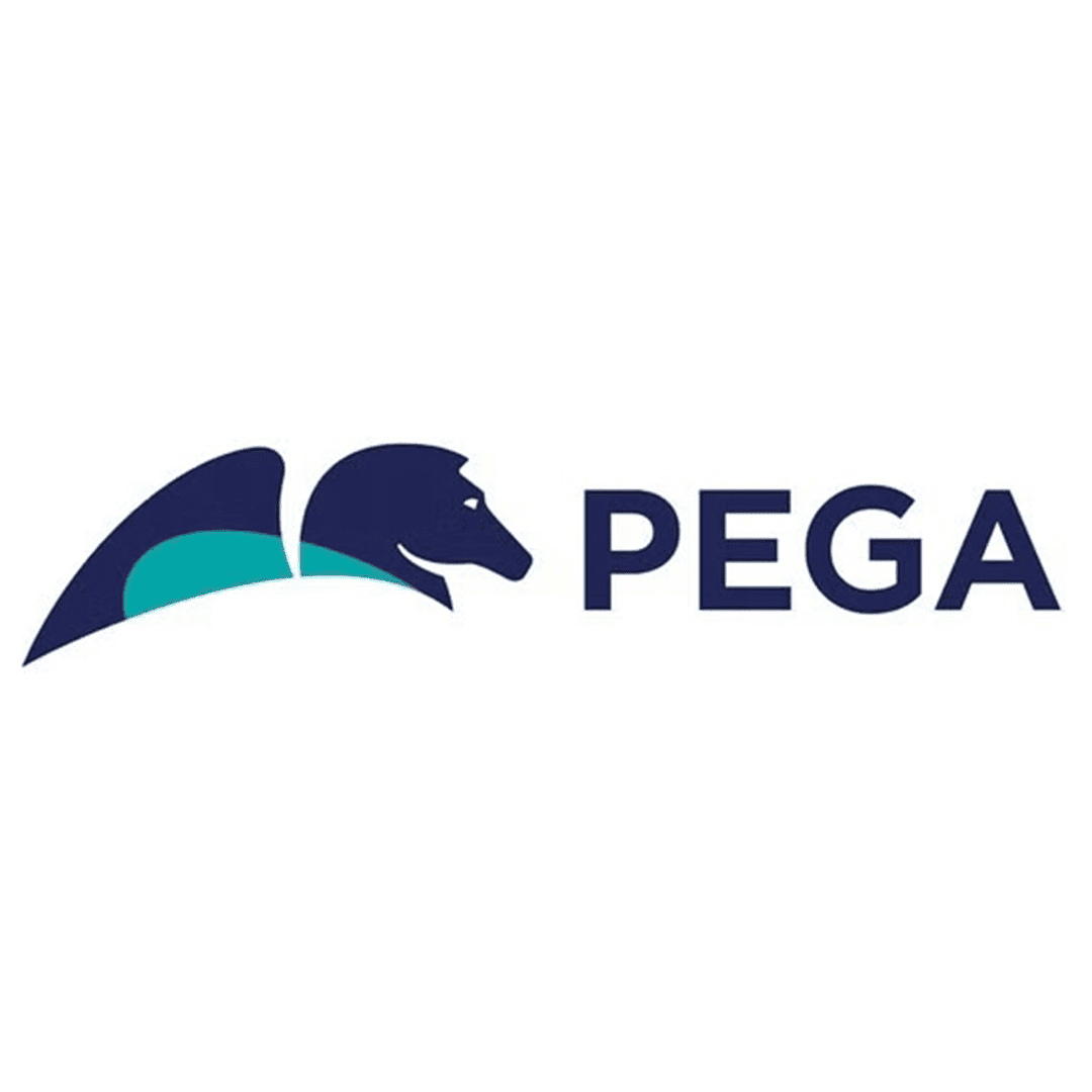 PEGA logo featuring a stylized horse head for IT certification programs.